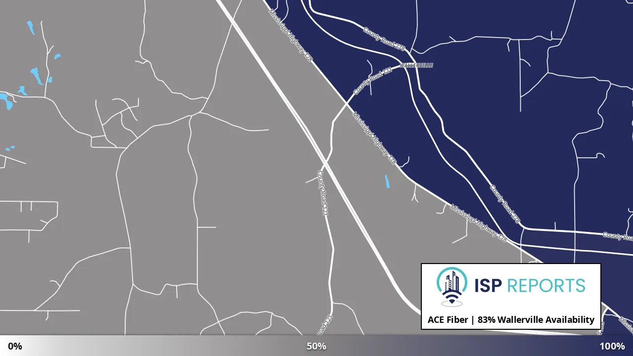 Wallerville, MS map of internet availability