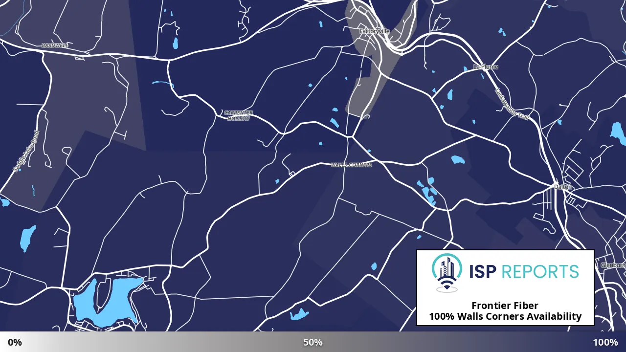 Walls Corners, PA map of internet availability