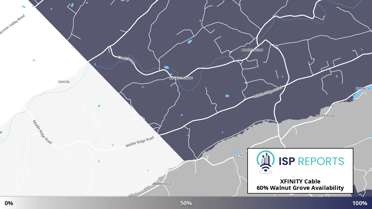 Walnut Grove, PA map of internet availability