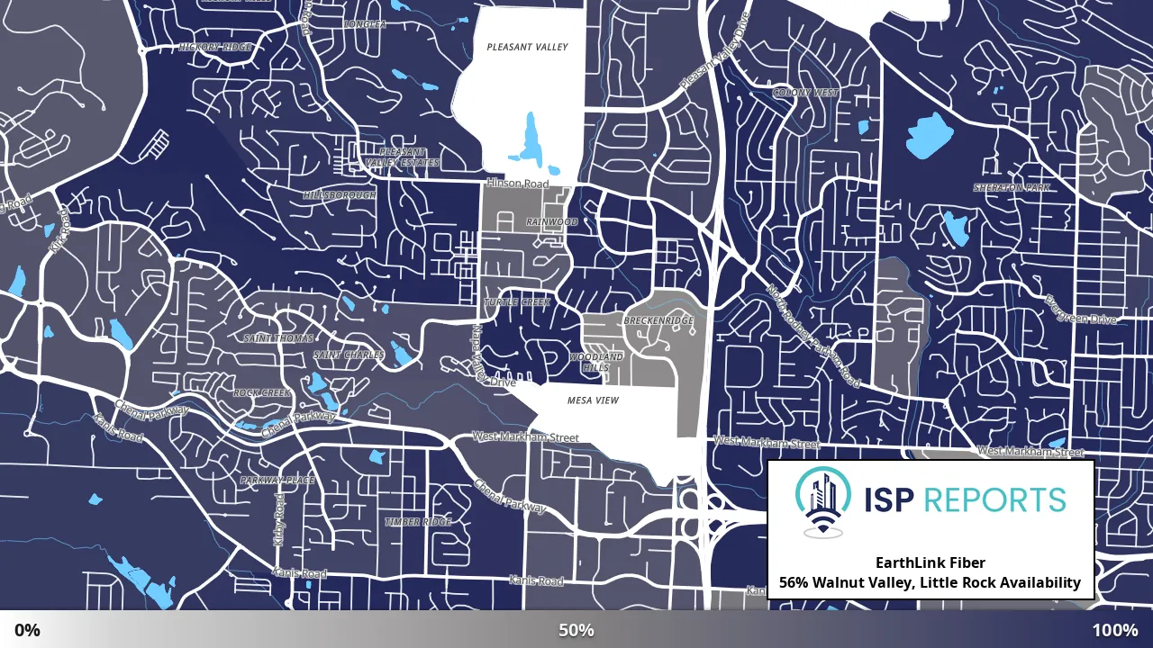 Walnut Valley, Little Rock, AR map of internet availability