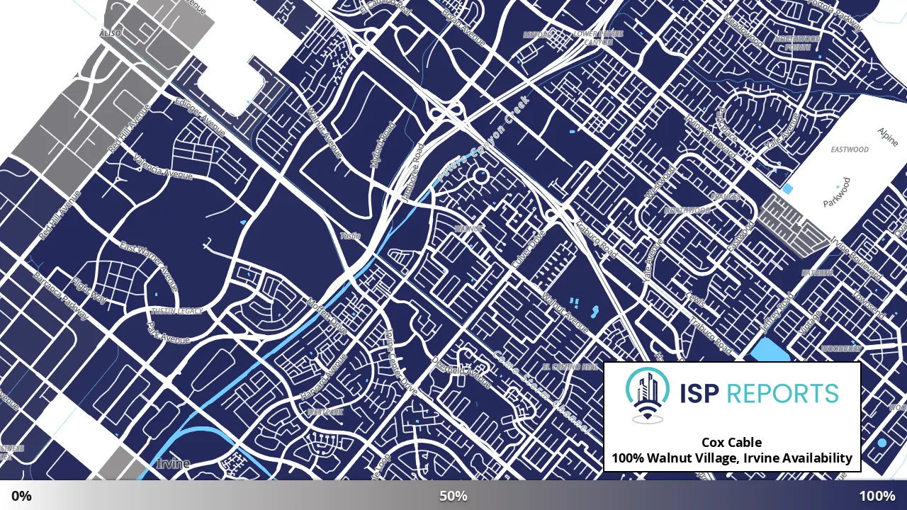 Walnut Village, Irvine, CA map of internet availability