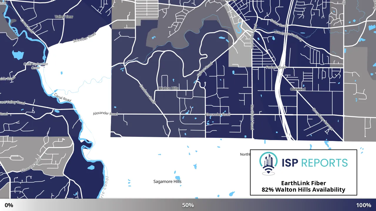 Walton Hills, OH map of internet availability