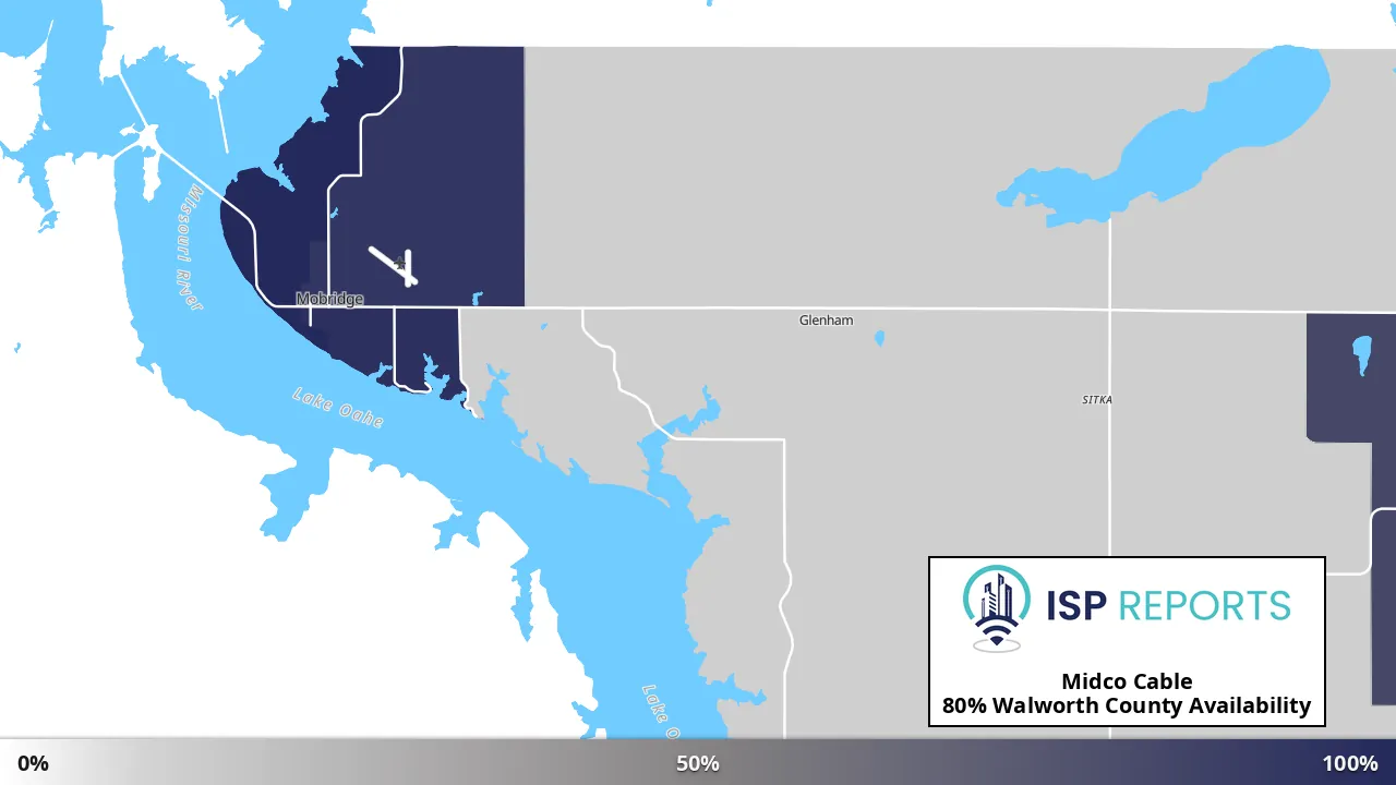 Walworth County, SD map of internet availability