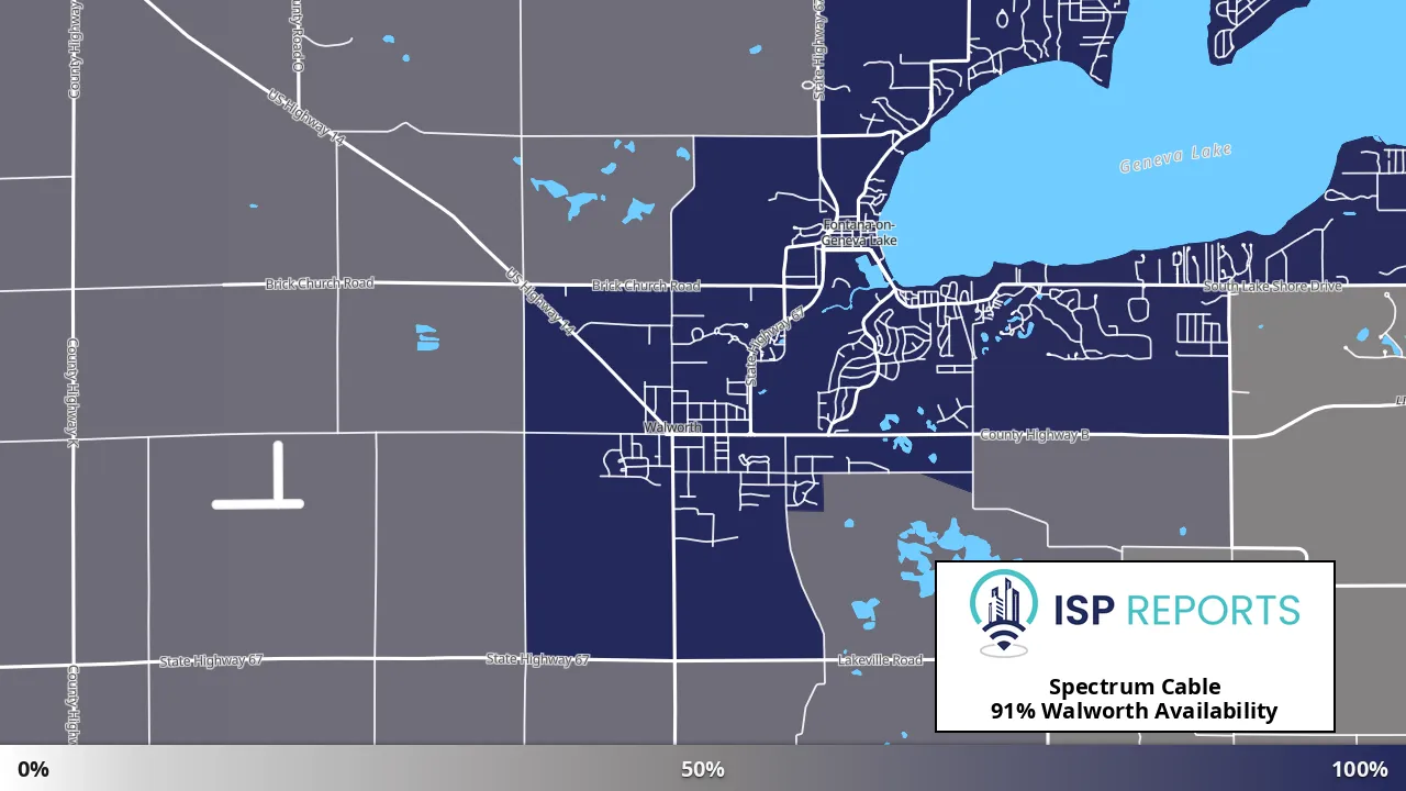 Walworth, WI map of internet availability