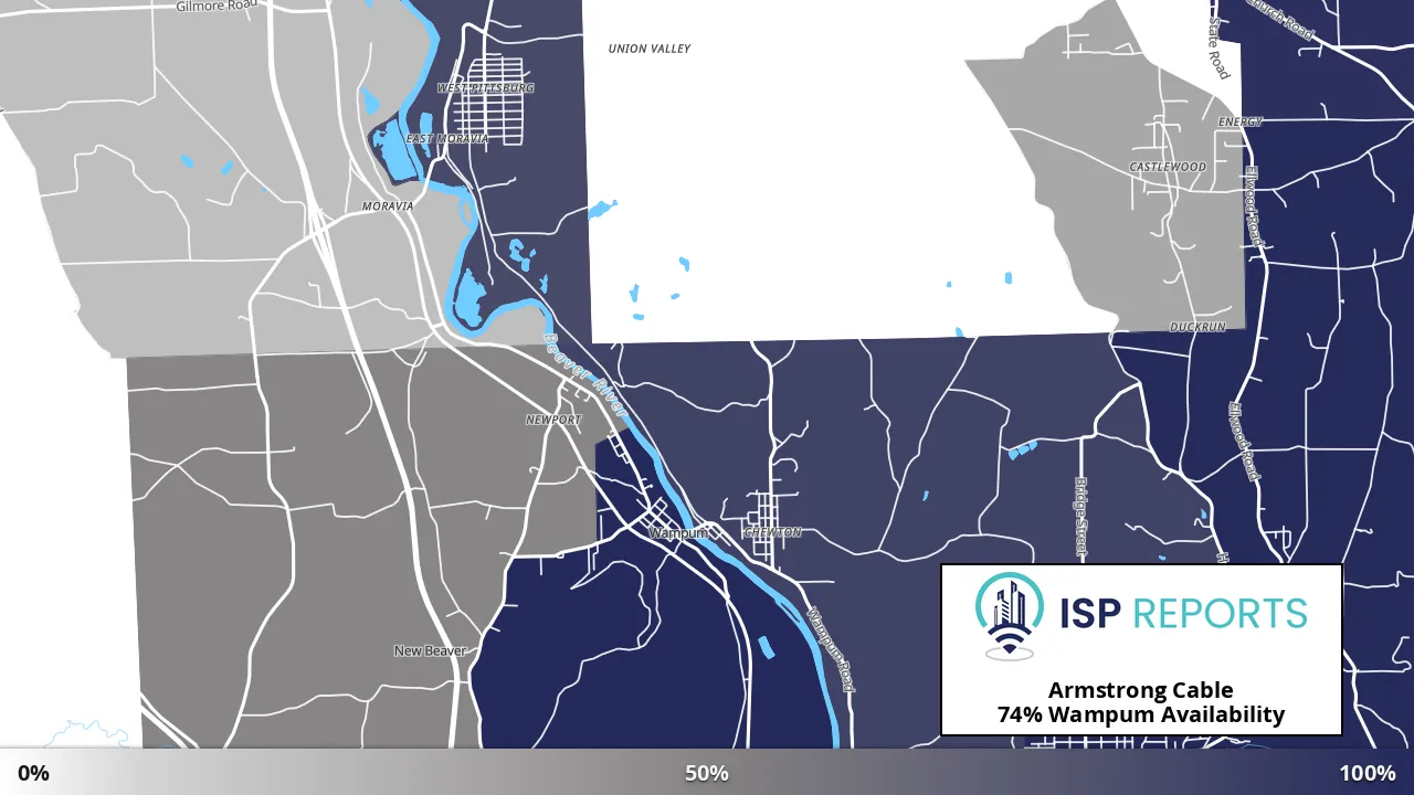 Wampum, PA map of internet availability