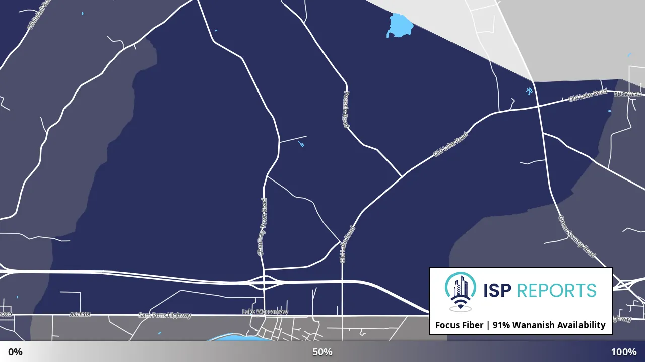 Wananish, NC map of internet availability