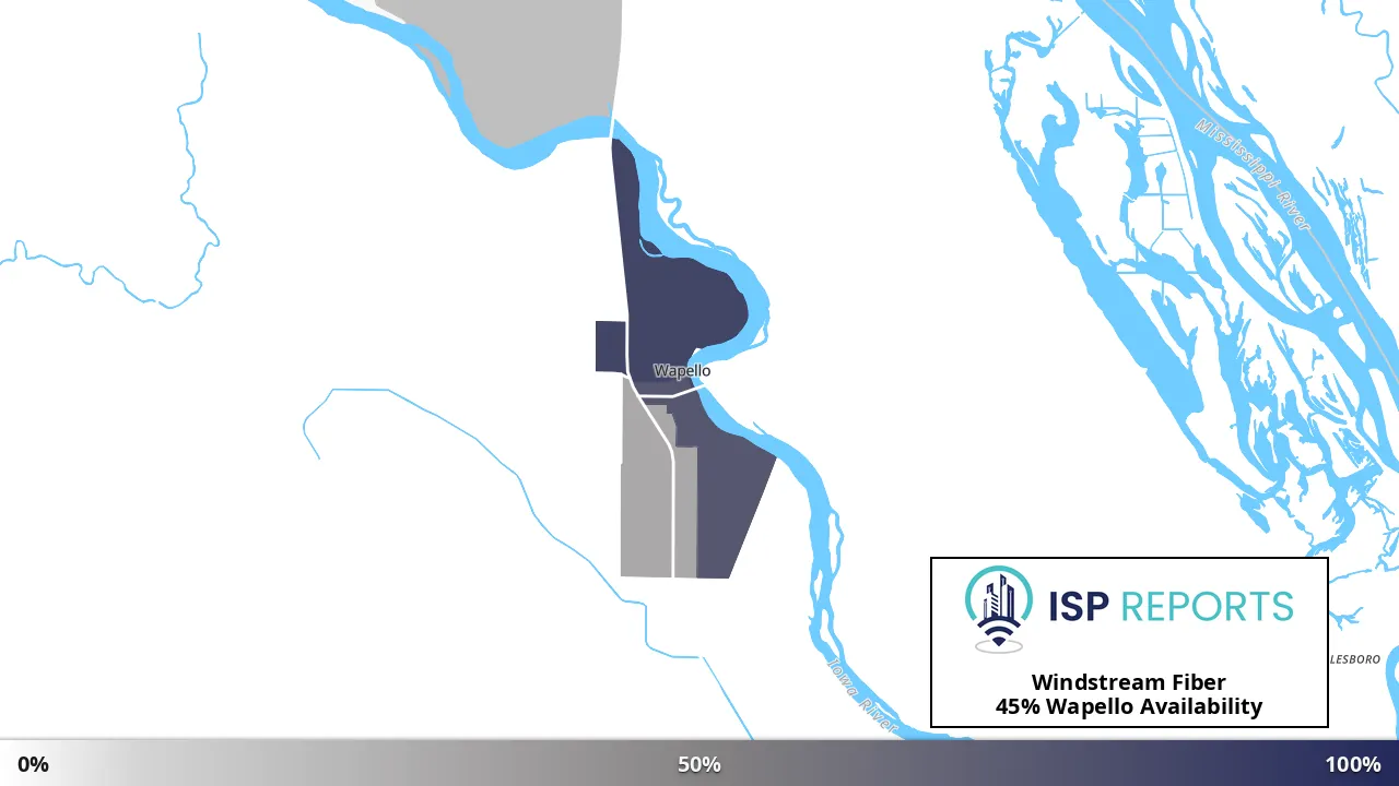 Wapello, IA map of internet availability