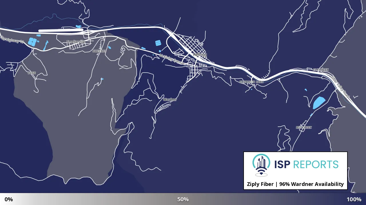 Wardner, ID map of internet availability