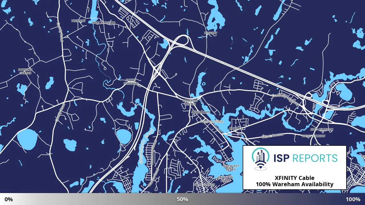 Wareham, MA map of internet availability