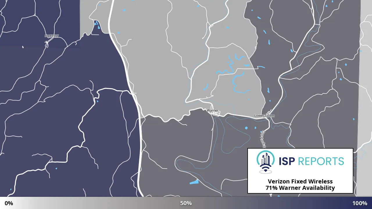 Warner, OH map of internet availability