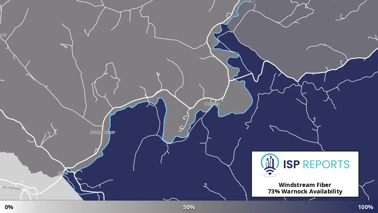 Warnock, KY map of internet availability