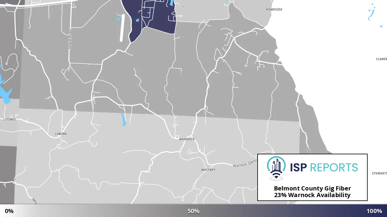 Warnock, OH map of internet availability