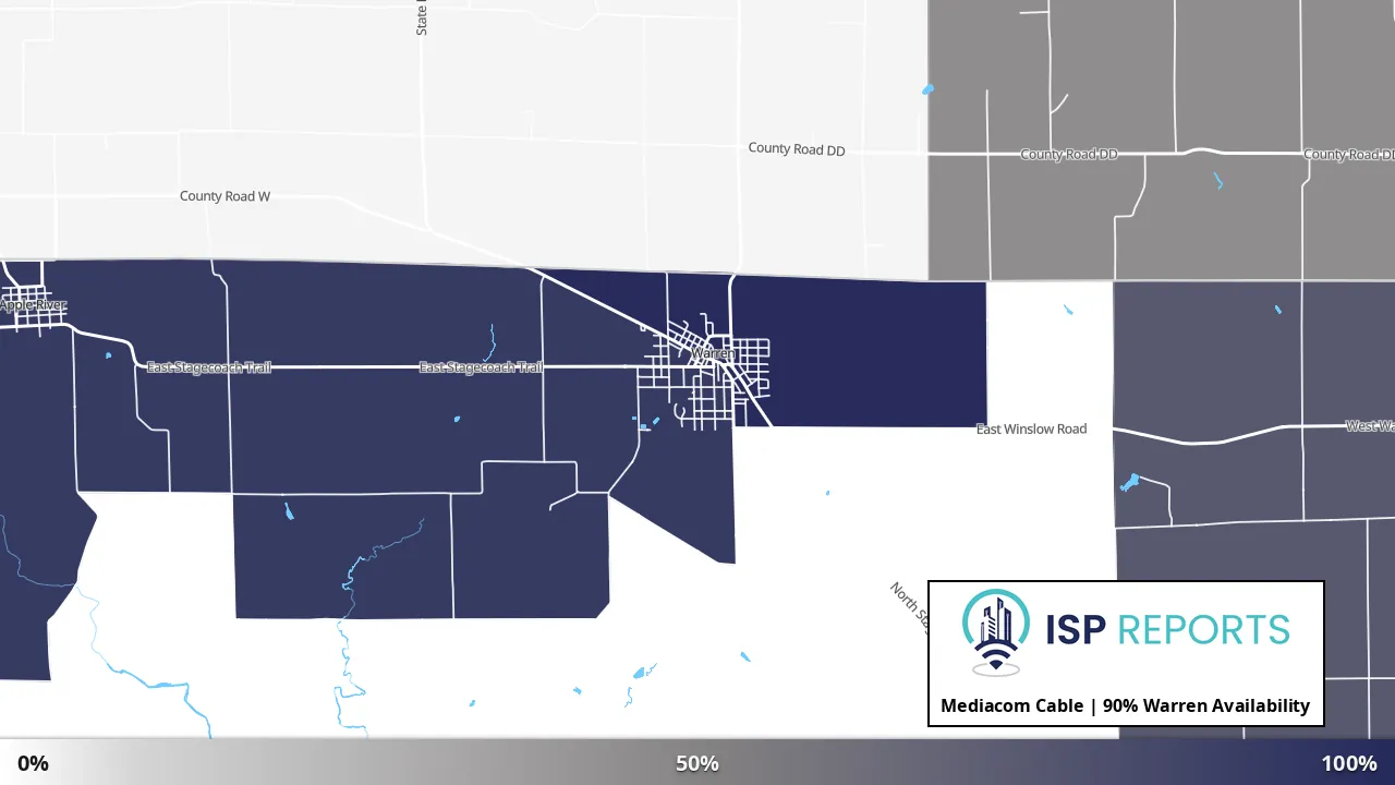 Warren, IL map of internet availability