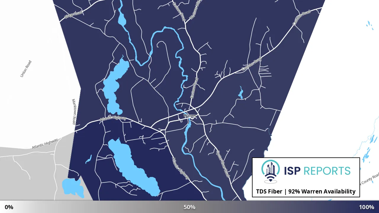 Warren, ME map of internet availability