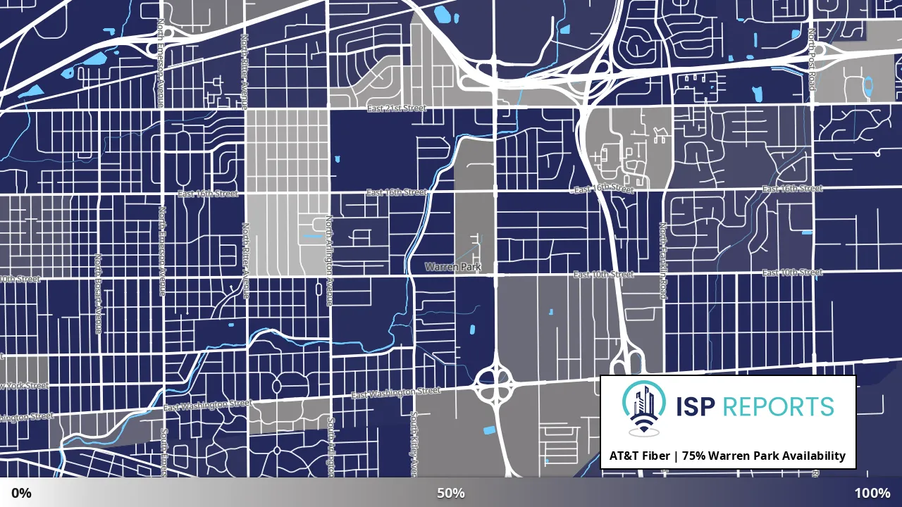 Warren Park, IN map of internet availability