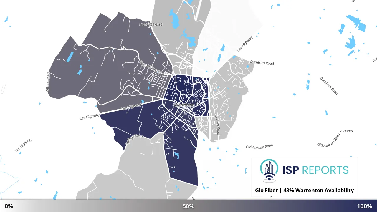 Warrenton, VA map of internet availability