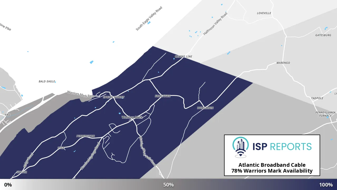 Warriors Mark, PA map of internet availability