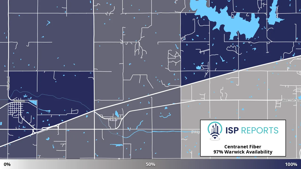 Warwick, OK map of internet availability