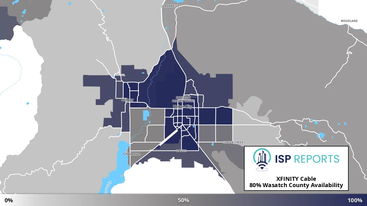 Wasatch County, UT map of internet availability