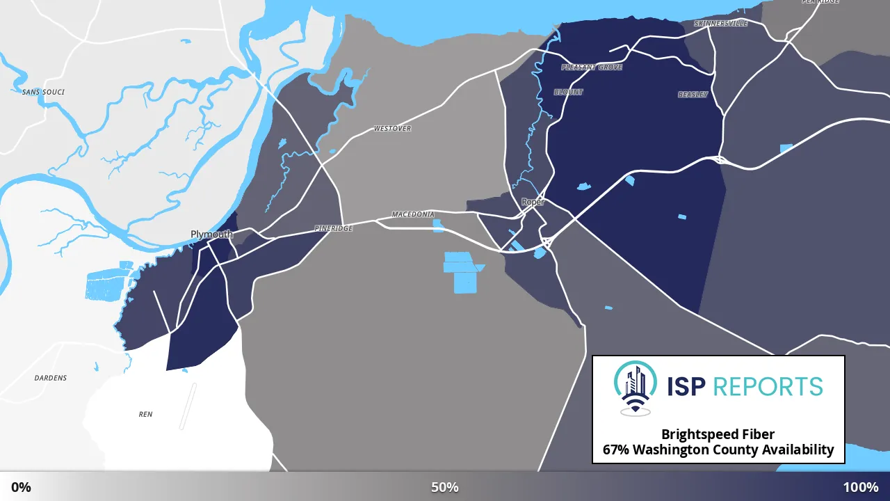 Washington County, NC map of internet availability