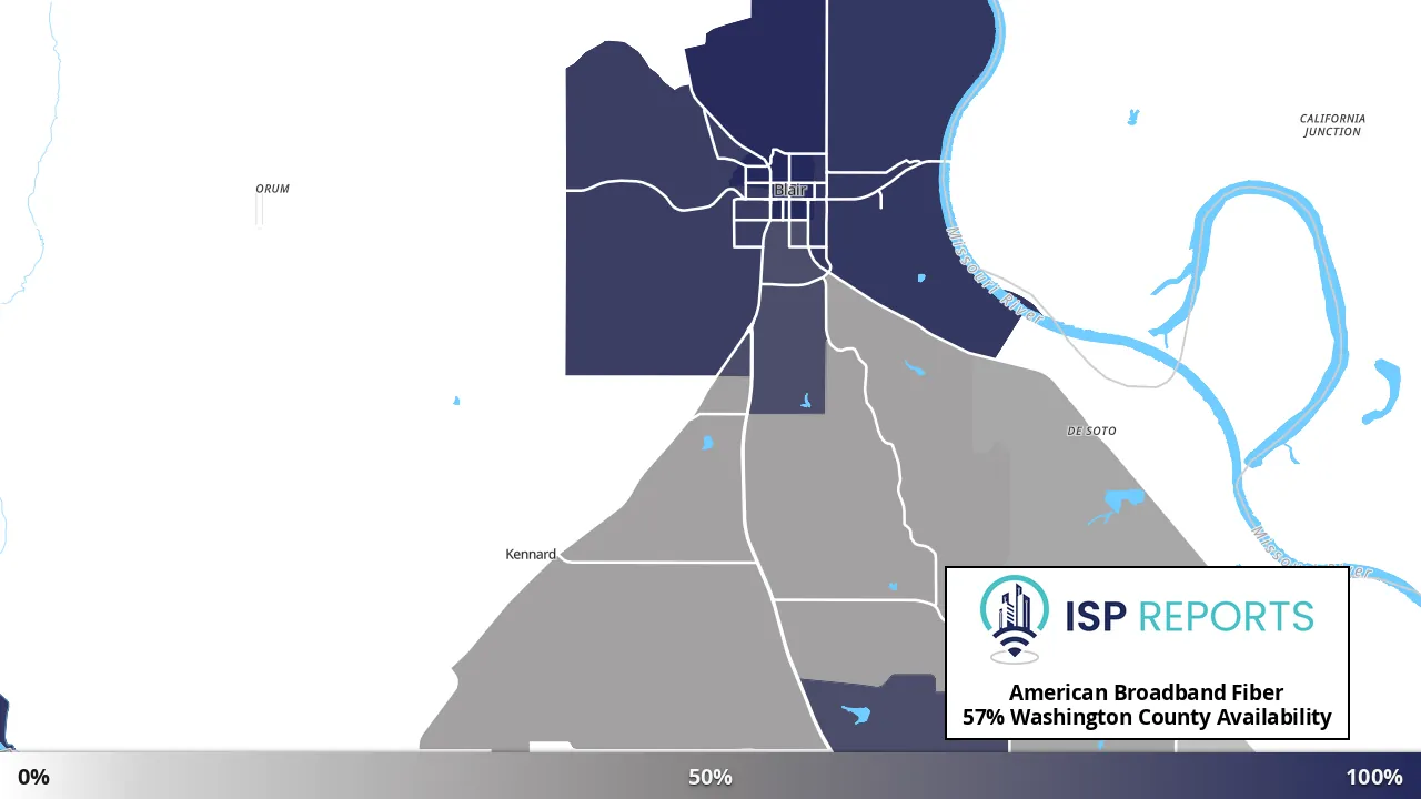 Washington County, NE map of internet availability
