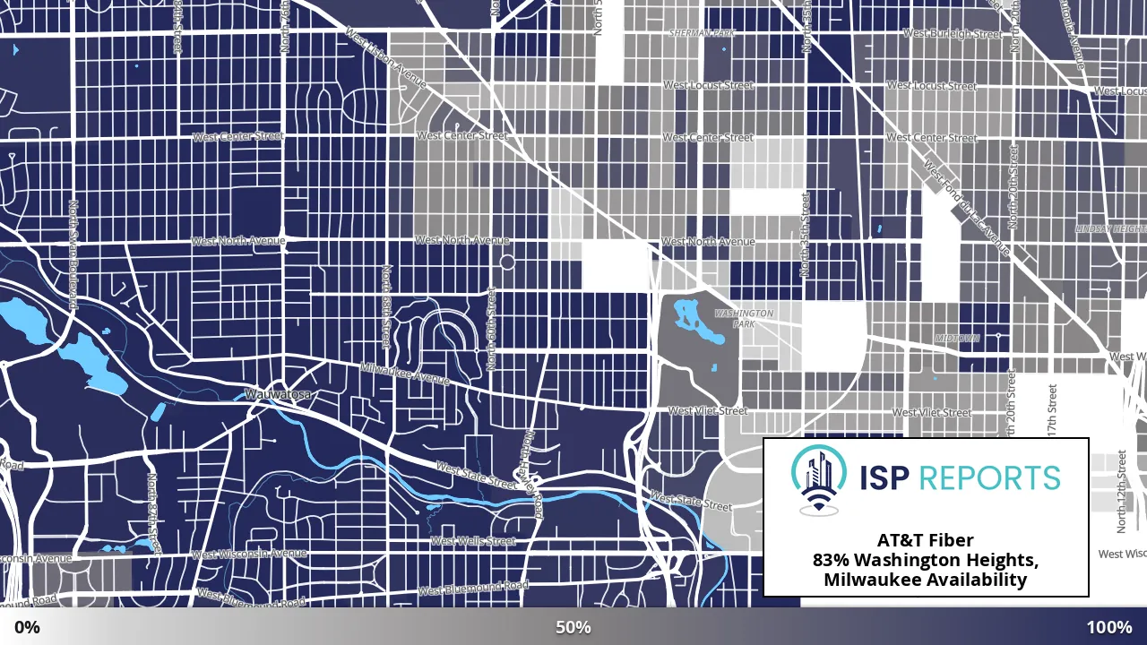 Washington Heights, Milwaukee, WI map of internet availability