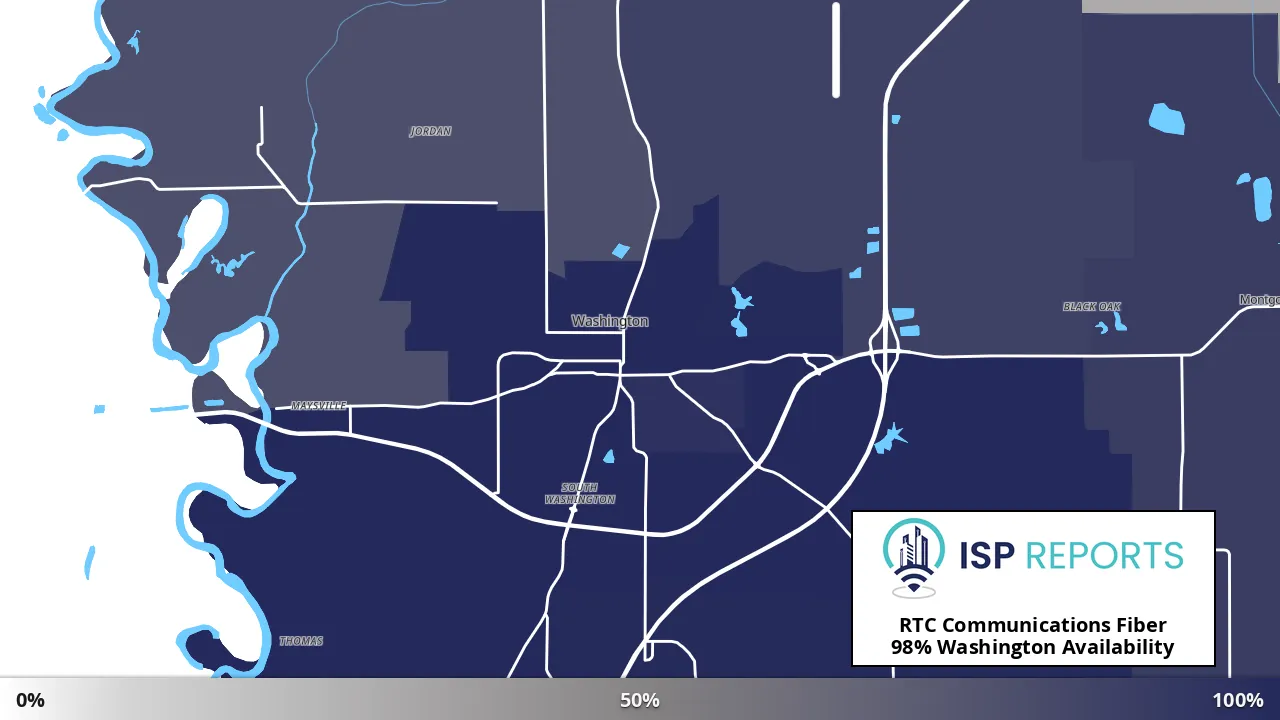 Washington, IN map of internet availability