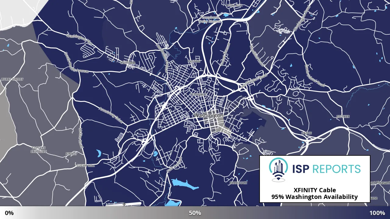 Washington, PA map of internet availability