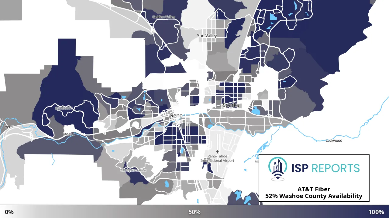 Washoe County, NV map of internet availability
