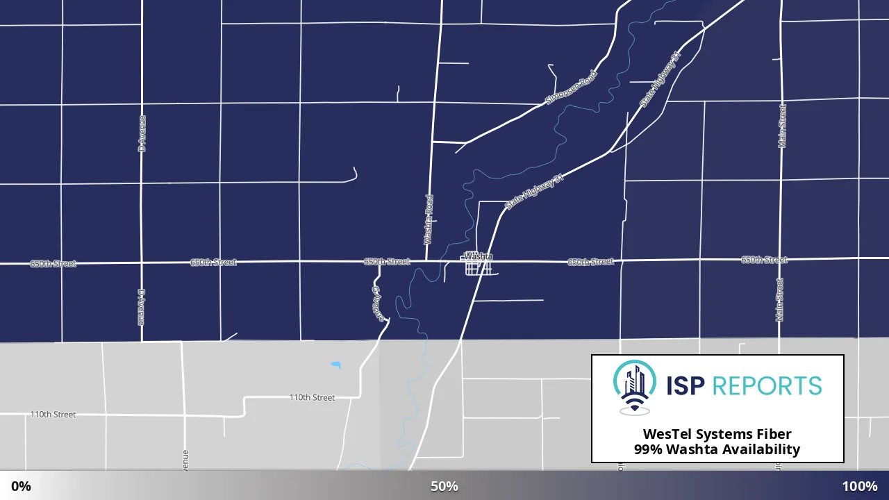 Washta, IA map of internet availability