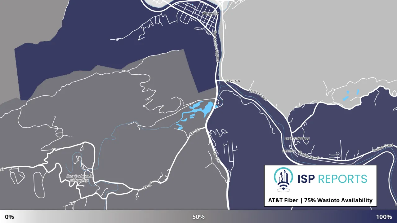 Wasioto, KY map of internet availability