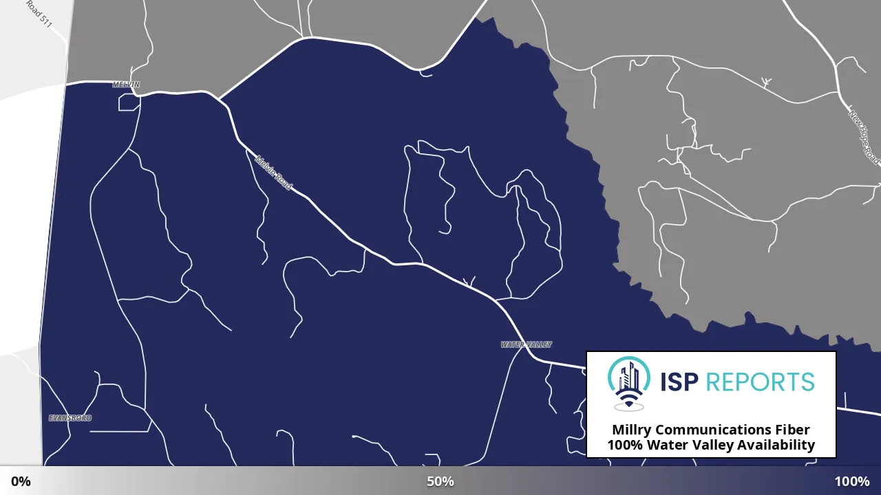 Water Valley, AL map of internet availability