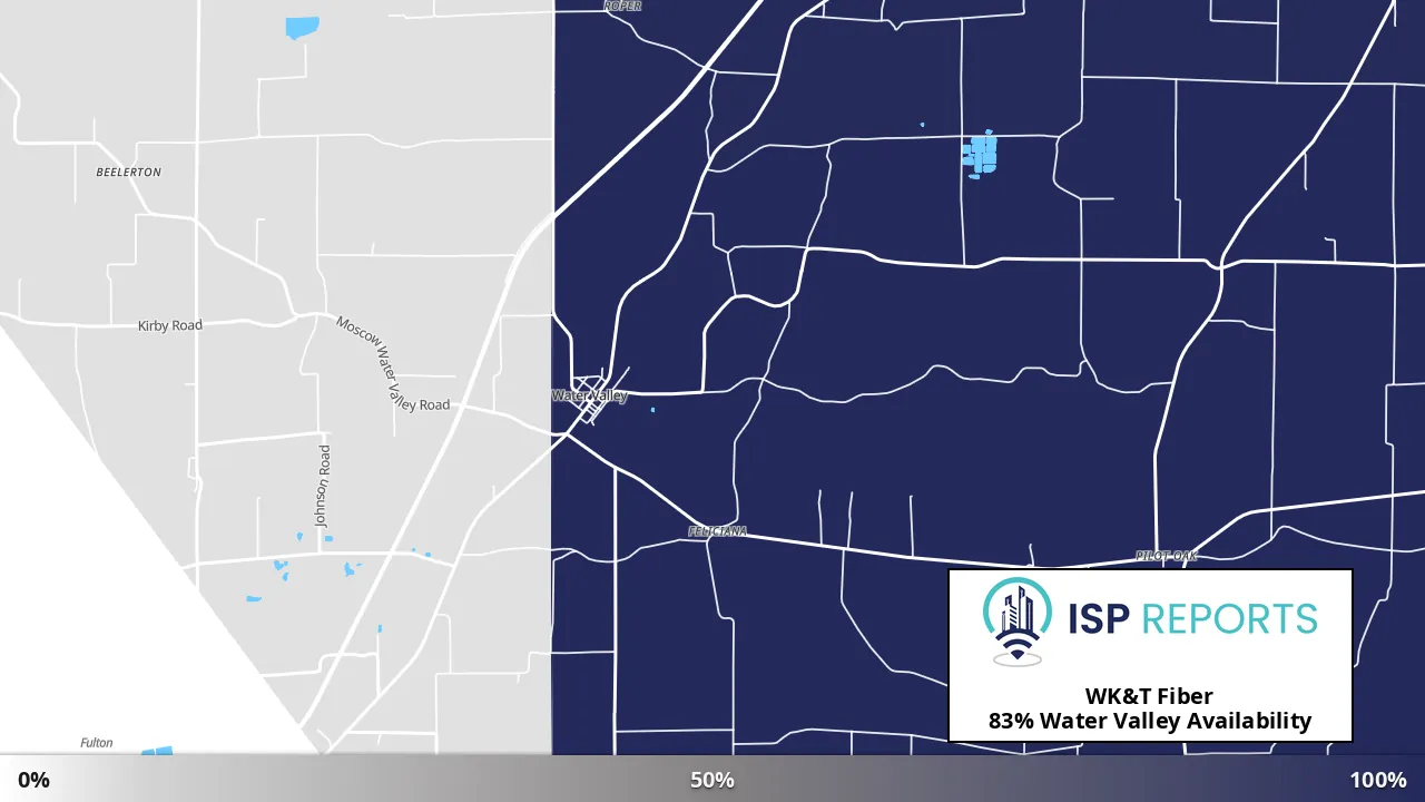 Water Valley, KY map of internet availability
