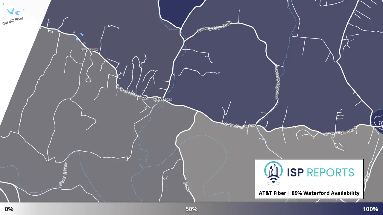 Waterford, KY map of internet availability