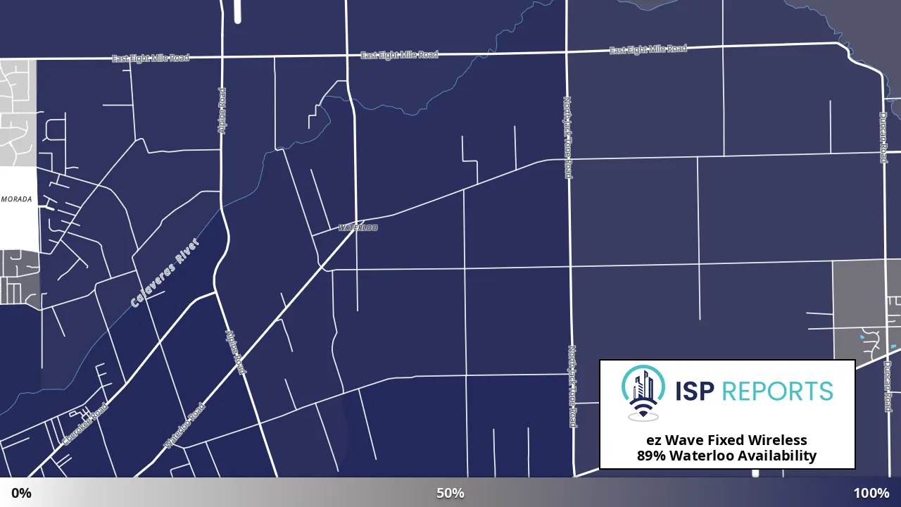 Waterloo, CA map of internet availability