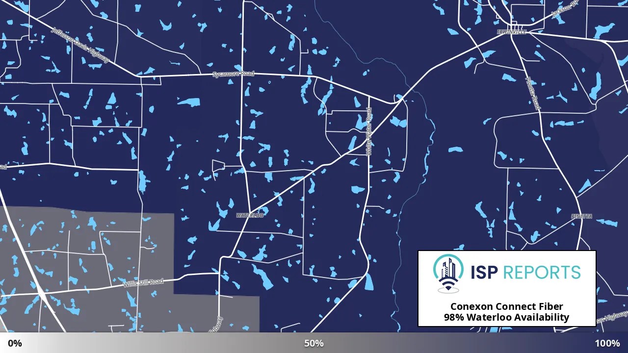 Waterloo, GA map of internet availability