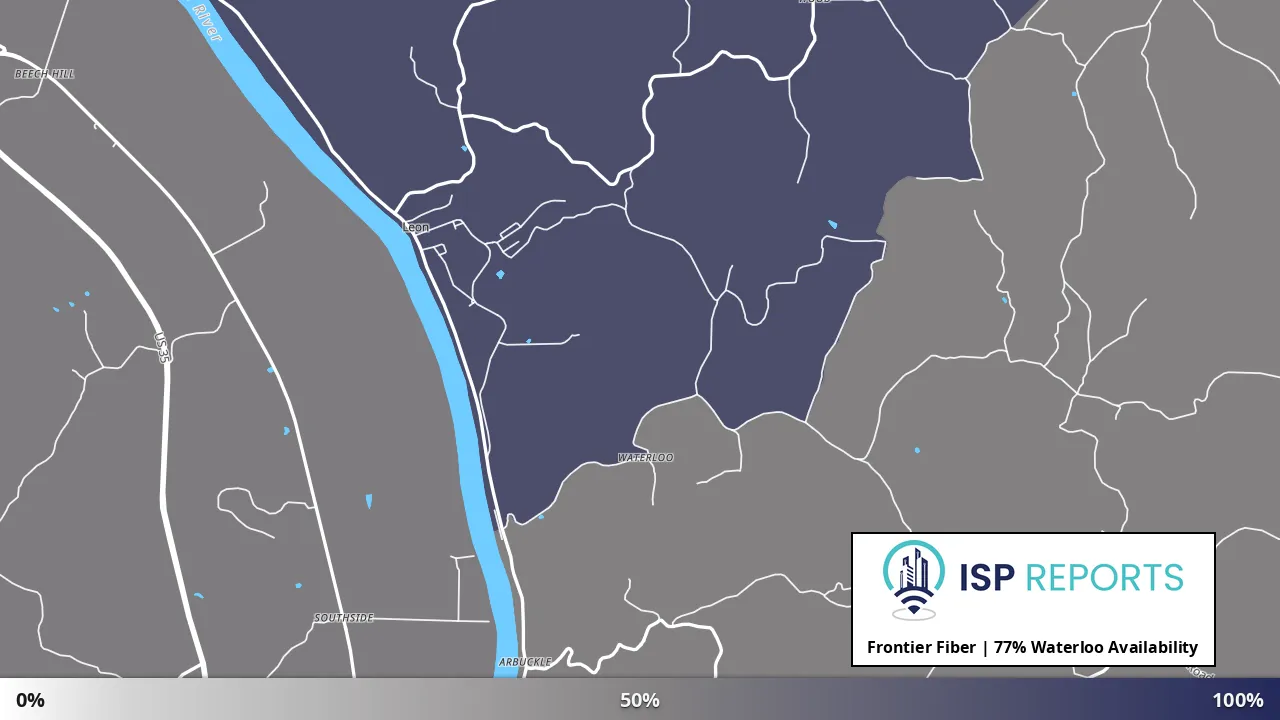Waterloo, WV map of internet availability
