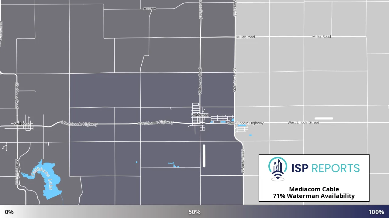 Waterman, IL map of internet availability