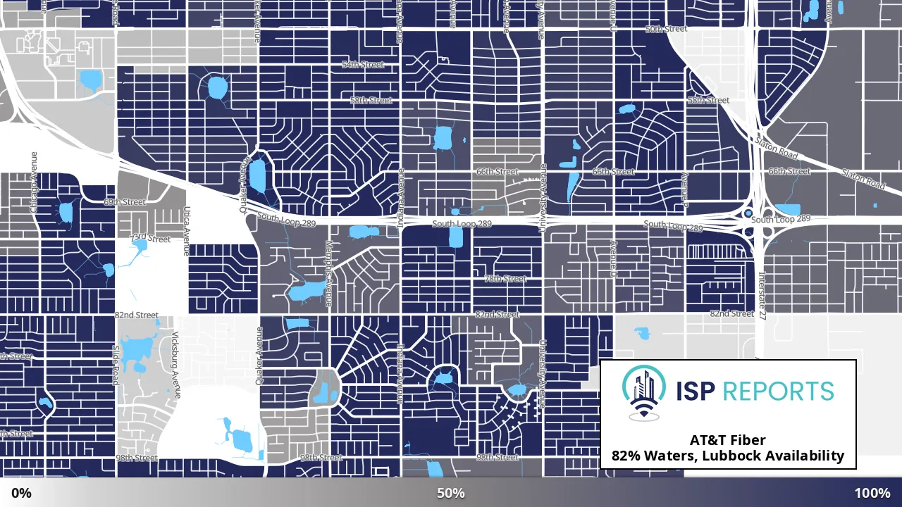 Waters, Lubbock, TX map of internet availability