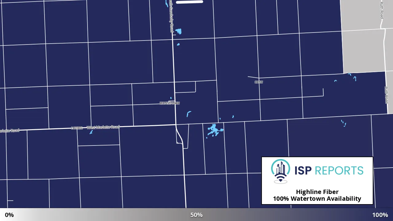 Watertown, MI map of internet availability