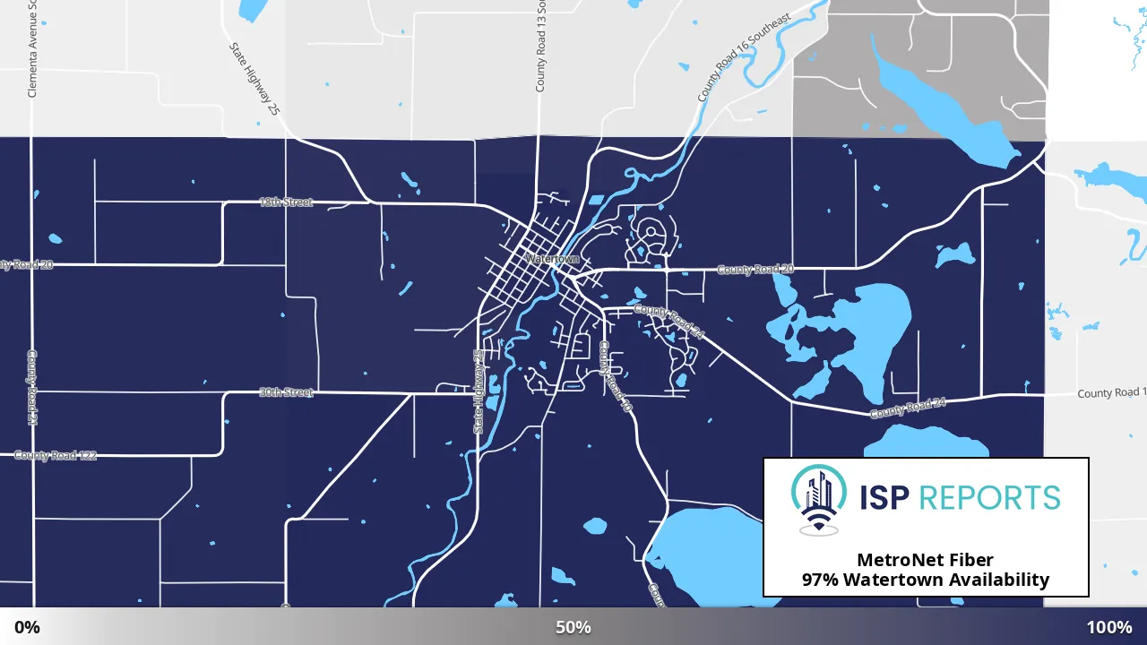 Watertown, MN map of internet availability