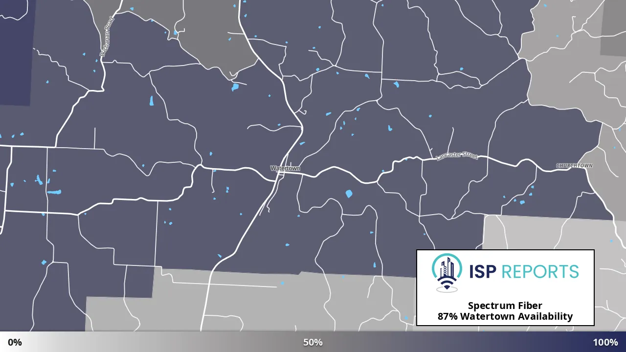 Watertown, OH map of internet availability
