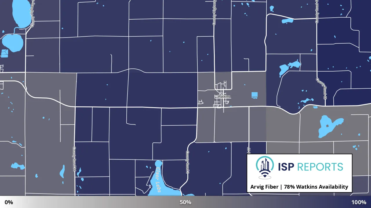 Watkins, MN map of internet availability