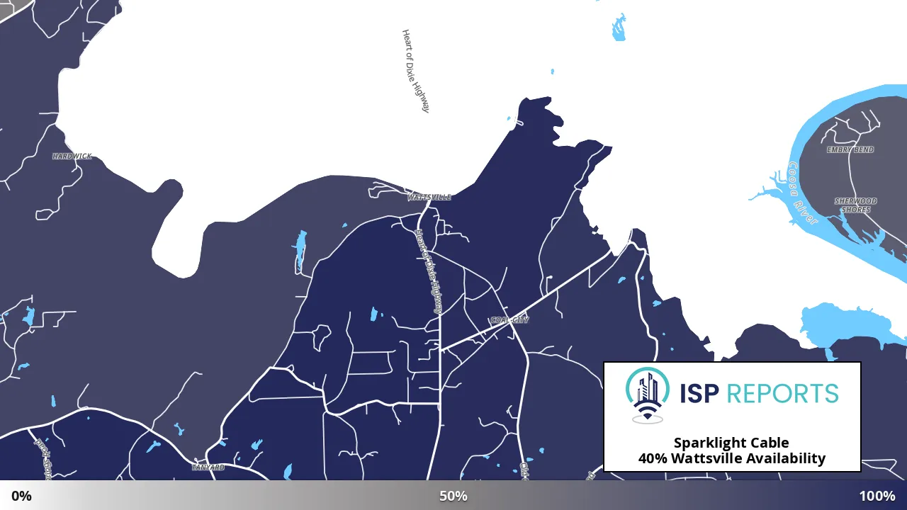 Wattsville, AL map of internet availability