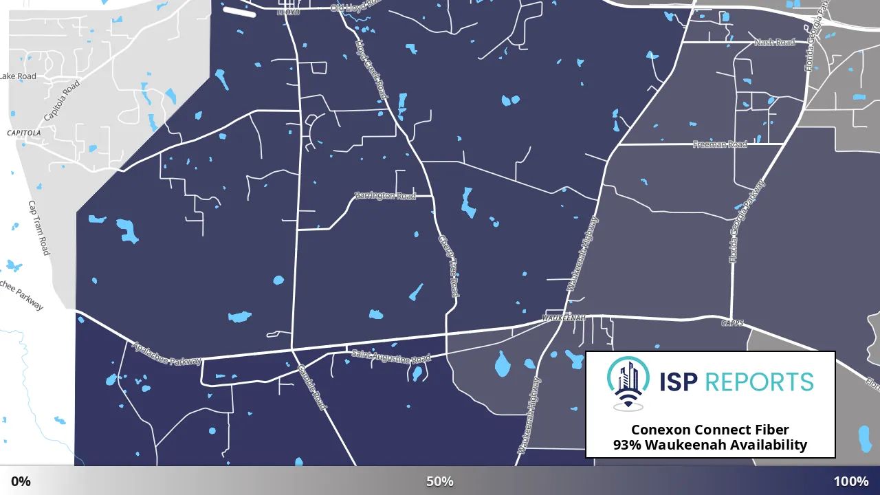 Waukeenah, FL map of internet availability