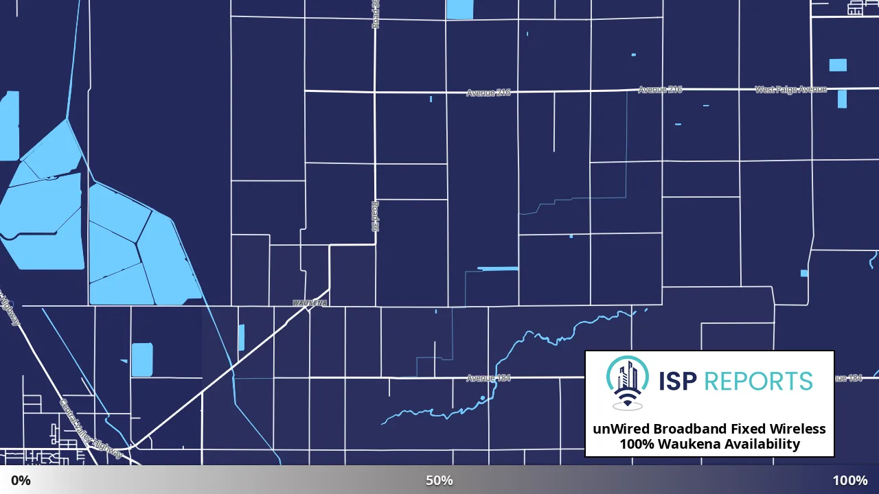 Waukena, CA map of internet availability