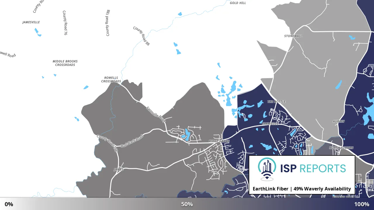 Waverly, AL map of internet availability