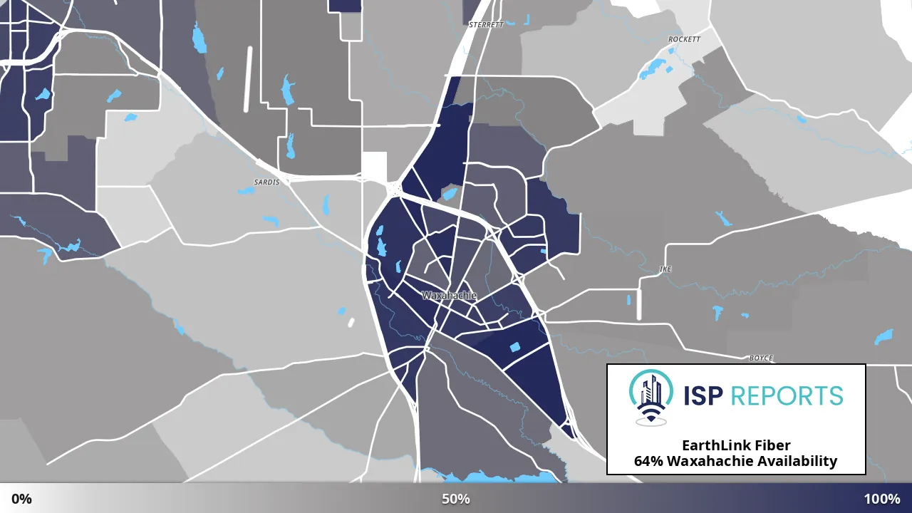 Waxahachie, TX map of internet availability