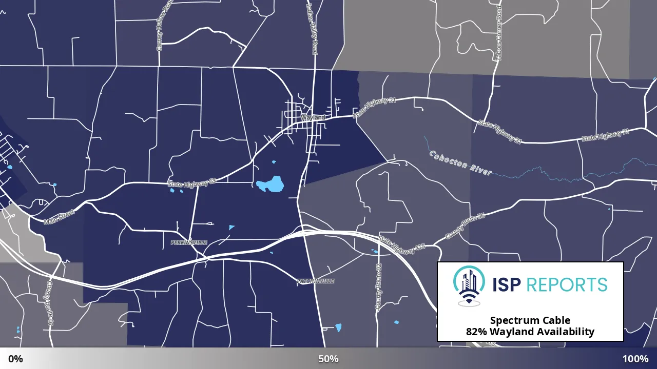 Wayland, NY map of internet availability