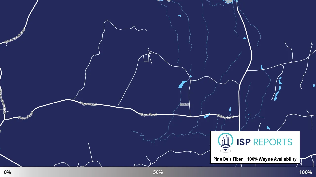Wayne, AL map of internet availability